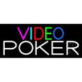 Multi Color Video Poker LED Neon Sign 6 x 15 - inches Black Square Cut Acrylic Backing with Dimmer - Bright and Premium built indoor LED Neon Sign for wall dÃ©cor arcarde and storefront.