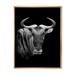Black and White Portrait Of Wildebeest 16 in x 32 in Framed Painting Canvas Art Print by Designart
