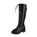 Tarmeek Boots for Women Womens Combat Boots Vintage Round Toe Lace Up Hasp Low Heel Zipper Boots Western Boots Motorcycle Boots Leather Knight Boots Casual knee High Boots Shoes for Women