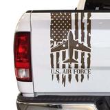 U.S. Air Force USAF Retired Veteran Distressed American USA US Flag Truck Tailgate Vinyl Decal Compatible with most Pickup Trucks Military Sticker US Army (11 x 20 Brown)