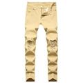 Denim Pants for Men s Cargo Pant Hip-hop Ripped Motorcycle Jeans Plus Size Slim Stretch Pencil Pants Capri Trouser