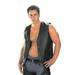 USA Leather 201 Men s Black Classy Leather Motorcycle Rider Vest with Snap Button Closure X-Large