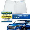 Goodyear Foldable Windshield Sun Shade for Hyundai Tucson 2016-2021 Custom-Fit Car Windshield Cover Car Sunshade UV Protection Vehicle Sun Protector Auto Car Window Shades for Front Window - GY008260