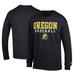 Men's Champion Black Oregon Ducks Primary Team Logo Stack Baseball Powerblend Long Sleeve T-Shirt