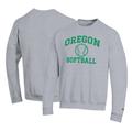 Men's Champion Gray Oregon Ducks Primary Team Logo Icon Softball Powerblend Pullover Sweatshirt