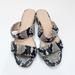 J. Crew Shoes | New Jcrew Leather Snakeskin Embossed Strap Sandals With Glitter Heels | Color: Black/White | Size: 6