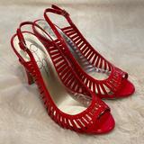 Jessica Simpson Shoes | Euc Jessica Simpson (Aricon) 4” Red Patent Cage Slingbacks | Color: Red | Size: 7.5