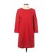 J.Crew Casual Dress - Shift Crew Neck 3/4 sleeves: Red Print Dresses - Women's Size 2