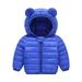 Reduce! ZCFZJW Winter Warm Down Coats with Cute Ear Hoodie for Kids Baby Boy Girls Super Thick Padded Puffer Jacket Lightweight Zip Up Hooded Coat Outwear(Blue 18-24 Months)
