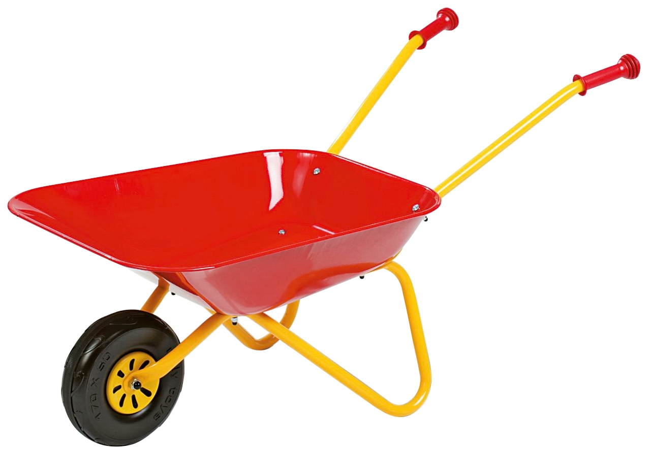 Schubkarre ROLLY TOYS "rollyMetallschubkarre, gelb/rot", rot (rot, gelb), Schubkarren, KinderB:38cm H:41cm T:80cm, Kunststoff, Metall, für Kinder; Made in Europe, B:38cm H:41cm T:80cm