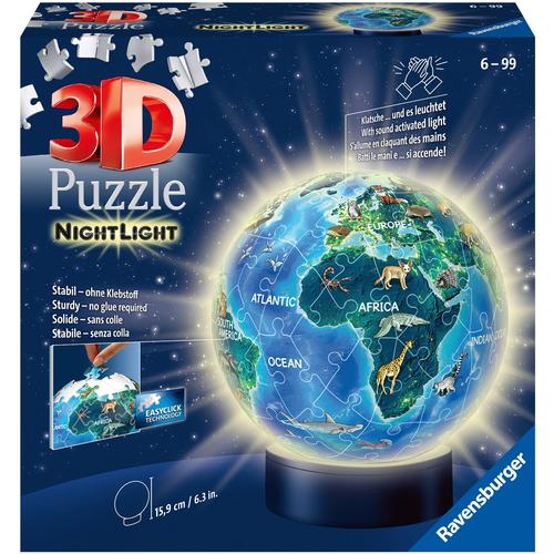 Puzzleball RAVENSBURGER ""Nachtlicht Erde bei Nacht"" Puzzles bunt Kinder mit Leuchtsockel inkl. LEDs; FSC - schützt Wald weltweit