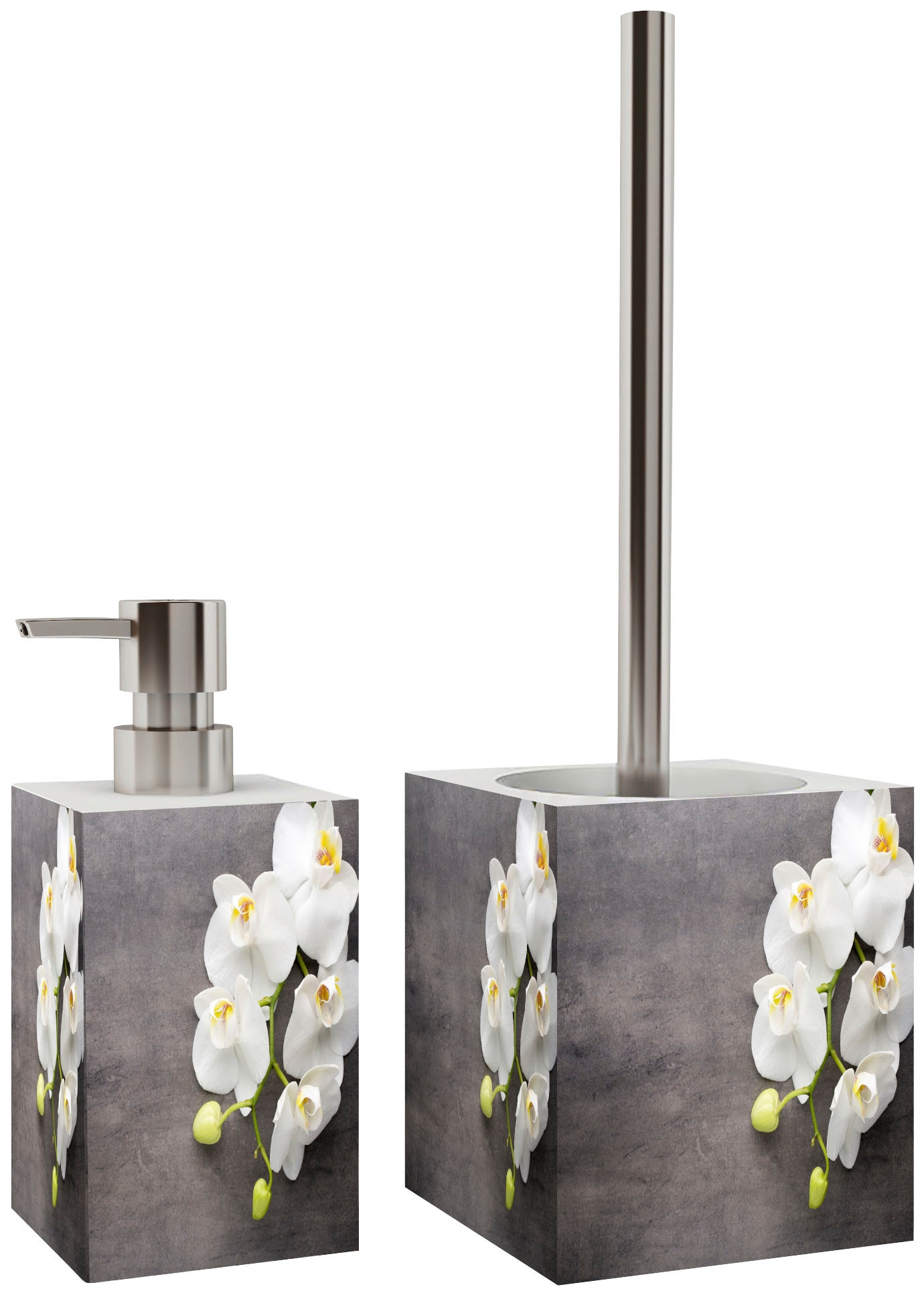 Badaccessoire-Set SANILO "Pretty", grau, Massivholz, Badaccessoires-Sets