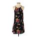 Maddy...K Casual Dress - Shift Halter Sleeveless: Black Floral Dresses - Women's Size Small