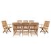 Red Barrel Studio® Amea 9-Piece Teak Dining Extension Table w/ Folding Chairs Wood/Teak in Brown/White | 29.5 H x 82.75 W x 39.5 D in | Outdoor Dining | Wayfair
