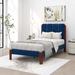 Latitude Run® Twin Solid Wood Upholstered Low Profile Platform Bed Wood in Blue | 43.7 H x 41.3 W x 78.7 D in | Wayfair