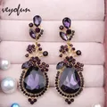 Veyofun – boucles d'oreilles Vintage en cristal boucles d'oreilles pendantes ethniques pour fête de