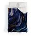 Utart Midnight Dark Blue Marble Alcohol Ink Marble Art Flashes Made To Order Full Comforter Set