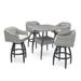 Del Mar 5 Piece Sunbrella Outdoor Patio Barstool Set