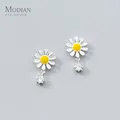 Modian – boucles d'oreilles à clous pour femmes bijoux en argent Sterling 925 émail marguerite