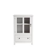 White Buffet Storage Cabinet with Glass Door and 1 Drawer