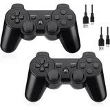 INFISU 2 Pack Controllers for PS3 Wireless Playstation 3 Gaming Controller with Double Shock & Motion Sensor PS3 Controller Bluetooth Rechargeable Gamepad Remote Black