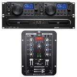 Gemini CDX-2250i Pro DJ Dual Two Deck Rack Mount CD/MP3 Media Player+2-Ch Mixer