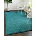 Rugs.com Solid Shag Collection Rug â€“ 6 x 9 Deep Aqua Blue Shag Rug Perfect For Bedrooms Dining Rooms Living Rooms