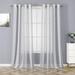 Sheer Curtains Room Decorative Vertical Stripe Voile Grommet Sheer Curtain Panels Yarn Dyed Faux Linen Textured Semi Sheer Window Drapes for Bedroom 55 W x 54 L 2 Panels Grey