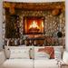 Christmas Wall Hanging Tapestry Candle Christmas Tree Fireplace Interior Decor New Year Tapestry for Bedroom Living Room College Dorm Photography Photo Booth Home Decorations