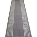 Custom Size Runner Rug Berber Chain Border Grey Design Rug Runner 26 Inch Wide and Your Choice of Your Length By Feet Proudly Customize In USA Facility (Grey With White Border 10 ft x 26 in)