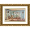 Georges RÃ©mon 24x17 Gold Ornate Framed and Double Matted Museum Art Print Titled - Large Louis XV Lounge Painted in Green Gray. (1907)