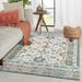 LR Home Bella Therese Gray/Orange Bohemian Floral Wool Area Rug 7 9 x 9 9