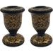 India Meets India Christmas Handmade Papier Mache Candlestick Stand Set of 2 Pillar Candle Holder Best for Gifting Made by Awarded Indian Artisans (Gold)