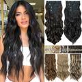 SEGO Clip in Hair Extensions Full Head Thick Long Curly Wave Hair 4 PCS Set Black/Brown/Blonde/Auburn 22