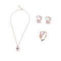 Women Moonstone Ring+Stud Earrings+Necklace Pendant BEST Chain Jewelry Sale Z8D7