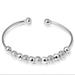 Womens 925 Sterling Silver Bead Ball Love Cuff Bangle Fashion Bracelet