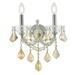 Maria Theresa 2 light Chrome Wall Sconce Golden Teak (Smoky) Royal Cut Crystal