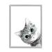 Stupell Industries Monochrome Cat Kitten Peeking Glasses Portrait Graphic Art Gray Framed Art Print Wall Art 24x30 by Annalisa Latella