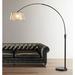 HomeGlam Orbita 82-inch Dark Bronze Retractable Arch Dimmable Floor Lamp with LED Bulb and Mica Shade with Drum Mica Shade