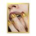 Designart Close-Up Of Woman Golden Gold Glitter Lipstick Modern Framed Art Print