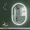 36X24 Inch Bathroom Mirror with Lights Anti Fog Dimmable LED Mirror for Wall Touch Control Frameless Oval Smart Vanity Mirror Vertical Hanging