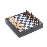 Black Lacquered Wood Multi Game Set. Includes Chess and Backgammon with Wooded Game Pieces and Dice Cup Dominos Cribbage Poker Dice and Playing Cards.