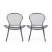 Kreighton Modern Outdoor Iron Club Chair Set of 2 Matte Navy Blue