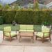 Mavis Outdoor 4 Seat Acacia Wood Chat Set With Cushions Green Teak