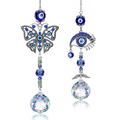 Sunisery Eye Crystal Wind Chime with Metal Hook Butterfly Guardian Angel Protector Garden Hanging Ornament