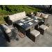 Direct Wicker 7 Pcs Outdoor Patio Furniture Set with Fire Pit Table Patio Conversation Set with Beige Cushions