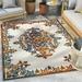 Well Woven Arid Ivory Oriental Medallion Indoor/Outdoor High-Low Pile Area Rug 5 3 x 7 3