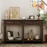 Hassch Rustic Brushed Texture Entryway Table Console Table With Drawer And Bottom Shelf For Living Roomï¼ˆEspressoï¼‰