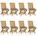 Dcenta 8 Piece Folding Garden Chairs with Gray Cushion Teak Wood Side Chair for Patio Backyard Poolside Beach Outdoor Furniture 18.5 x 23.6 x 35 Inches (W x D x H)