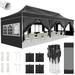 SANOPY 10 x30 EZ Pop Up Outdoor Canopy Commercial Heavy Duty Party Canopy Waterproof Beach Portable Tent with 8 Removable Sidewalls Instant Gazebo with 4 Sandbags Carry Bag Black